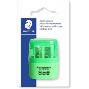 Staedtler 512 - Blister 1 Taille-Crayon 2 Usages Avec Reservoir Vert Fluo