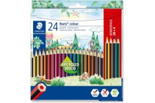 STAEDTLER - Noris colour 185 - Etui carton 24 crayons de couleur assortis en bois upcycle - 20 + 4 offerts - 185 C24P