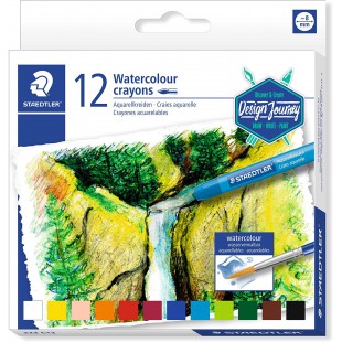 Staedtler Craies aquarellables de qualite professionnelles, Couleurs opaques et faciles a  melanger, etui carton avec 12 craies 