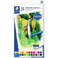 Staedtler Craies aquarellables de qualite professionnelles, Couleurs opaques et faciles a  melanger, etui carton avec 24 craies 