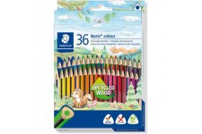 STAEDTLER - Noris colour 187 - Etui carton double couche 36 crayons de couleur triangulaires assortis en bois upcycle - 187 CD36