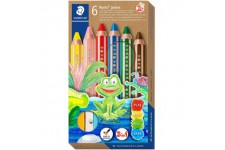 Staedtler Noris Junior, Crayons de couleur a  la cire et aquarellables gros module, Specialement concus pour les enfants, etui c