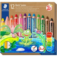 Staedtler Noris Junior, Crayons de couleur a  la cire et aquarellables gros module, Specialement concus pour les enfants, etui c