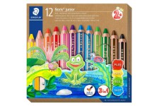 Staedtler Noris Junior, Crayons de couleur a  la cire et aquarellables gros module, Specialement concus pour les enfants, etui c