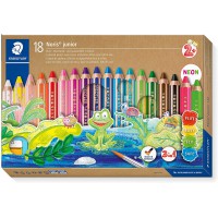 Staedtler Noris Junior, Crayons de couleur a  la cire et aquarellables gros module, Specialement concus pour les enfants, etui c