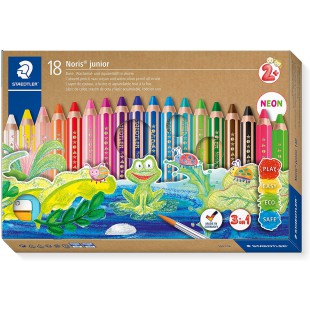 Staedtler Noris Junior, Crayons de couleur a  la cire et aquarellables gros module, Specialement concus pour les enfants, etui c