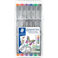 Staedtler Pigment Liner Colour, Feutres fins a  encre coloree pigmentee infalsifiable pour ecrire et dessiner, Pointe fine de 0.