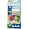 STAEDTLER - Noris Colour - Crayons de Couleur Triangulaires de tres Haute Qualite - Bois upcycle - Assortiment 12 couleurs - 187