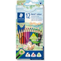 STAEDTLER - Noris Colour - Crayons de Couleur Triangulaires de tres Haute Qualite - Bois upcycle - Assortiment 12 couleurs - 187