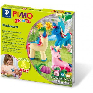 Staedtler Form&Play Fimo Kids, Pate a€ Modeler Ultra-Douce, Set "Unicorn", Durcissant Au Four, Instructions Faciles a