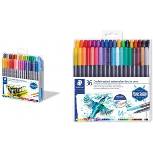 Staedtler Feutres a  double pointe pour ecriture et coloriage, 0.5-0.8 mm et 3 mm & Feutres de coloriage aquarellables a  double