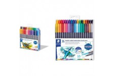 Staedtler Feutres a  double pointe pour ecriture et coloriage, 0.5-0.8 mm et 3 mm & Feutres de coloriage aquarellables a  double