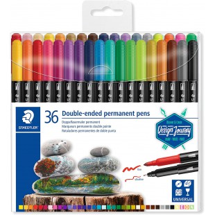 Staedtler 36 Feutres permanents a  double pointe pour marquage sur tout type de surface, Pointe fine et ultra-fine