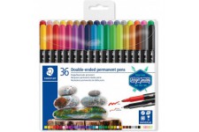 Staedtler 36 Feutres permanents a  double pointe pour marquage sur tout type de surface, Pointe fine et ultra-fine