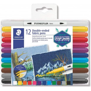 Staedtler Fabric Duo, Feutres a  double pointe pour textiles, Pour creations et marquages personnalises sur tissu, etui plastiqu