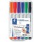 Lumocolor 341 - Etui Chevalet Staedtler Box 6 Marqueurs Compacts Effacables a€ Sec Pointe Ogive 1 a€ 2 Mm Assortis