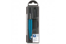 Staedtler Noris 550, Compas scolaire de precision bleu pour l'ecole, Boitier refermable pratique avec etui de mine, 550 50 M1