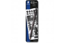 Staedtler Mars Lumograph Black, Crayons graphites enrichis en carbone, Pour artistes et dessinateurs, Boite en metal
