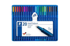 Staedtler Triplus Ballpoint, Stylos-bille triangulaires a  pointe moyenne, etui chevalet avec 20 couleurs lumineuses assorties, 