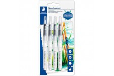 Staedtler Pinceaux a reservoir d'eau en nylon resistant, Ideal pour les crayons aquarellables, etui blister avec 4 