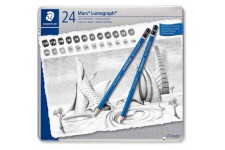 Staedtler Mars Lumograph, Crayons a papier de tres haute qualite pour ecriture et dessin artistique, Boite en metal 