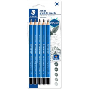 Staedtler Mars Lumograph Jumbo, Crayons a papier gros module de haute qualite pour ecriture et dessin, etui blister