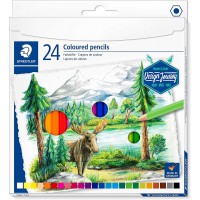 Staedtler Crayons de couleur de haute qualite pour artistes, Mine douce et tendre de 3 mm, etui carton avec 24 couleurs differen
