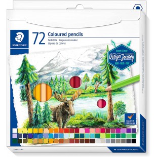 Staedtler Crayons de couleur de haute qualite pour artistes, Mine douce et tendre de 3 mm, etui carton avec 72 couleurs differen