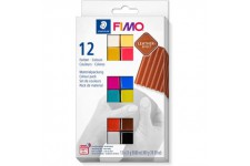Staedtler FIMO Leather, Assortiment de 12 demi-pains de pate FIMO a  effet cuir aux couleurs assorties, Pate a  modeler durcissa