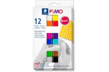 Staedtler FIMO Soft, Assortiment de 12 demi-pains de pate FIMO aux couleurs vives assorties, Pate a  modeler durcissant au four 