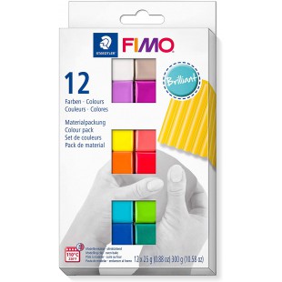 Staedtler FIMO Soft, Assortiment de 12 demi-pains de pate FIMO aux couleurs brillantes assorties, Pate a  modeler durcissant au 