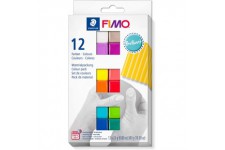 Staedtler FIMO Soft, Assortiment de 12 demi-pains de pate FIMO aux couleurs brillantes assorties, Pate a  modeler durcissant au 