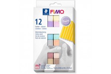 Staedtler FIMO Soft, Assortiment de 12 demi-pains de pate FIMO aux couleurs pastel assorties, Pate a  modeler durcissant au four