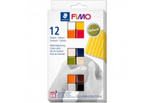 Staedtler FIMO Soft, Assortiment de 12 demi-pains de pate FIMO aux couleurs naturelles assorties, Pate a  modeler durcissant au 