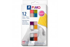 Staedtler FIMO Soft, Assortiment de 12 demi-pains de pate FIMO aux couleurs fashion assorties, Pate a  modeler durcissant au fou
