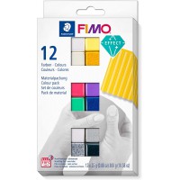 Staedtler FIMO Effect, Assortiment de 12 demi-pains de pate FIMO a  effet special de couleurs assorties, Pate a  modeler durciss