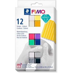 Staedtler FIMO Effect, Assortiment de 12 demi-pains de pate FIMO a  effet special de couleurs assorties, Pate a  modeler durciss