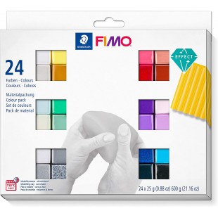 Staedtler FIMO Soft, Assortiment de 24 demi-pains de pate FIMO a  effet special de couleurs assorties, Pate a  modeler durcissan