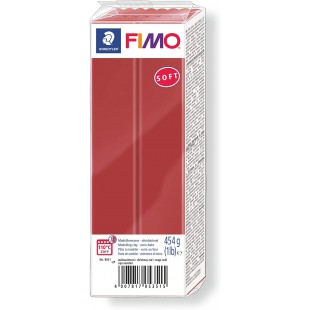 Staedtler FIMO Soft, Pate a  modeler rouge durcissant au four, Pour debutants et artistes, Souple et facile a  demouler, Pain de