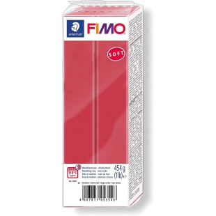 Staedtler FIMO Soft, Pate a  modeler rouge cerise durcissant au four, Pour debutants et artistes, Souple et facile a  demouler, 