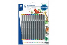 Staedtler Pigment Liner Colour, Feutres fins a  encre coloree pigmentee infalsifiable pour ecrire et dessiner, Pointe fine de 0.