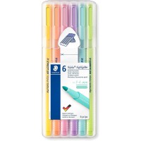 Staedtler Triplus Highlighter, Feutres surligneurs pastel a  pointe ogive de 1-4 mm, etui chevalet avec 6 surligneurs assortis, 