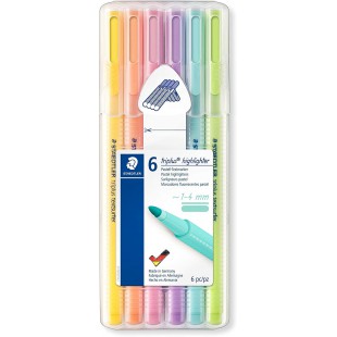 Staedtler Triplus Highlighter, Feutres surligneurs pastel a  pointe ogive de 1-4 mm, etui chevalet avec 6 surligneurs assortis, 