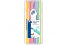 Staedtler Triplus Highlighter, Feutres surligneurs pastel a  pointe ogive de 1-4 mm, etui chevalet avec 6 surligneurs assortis, 