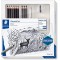 Staedtler Mars Lumograph, Coffret charbon et fusain pour beaux-arts, Inclus crayons enrichis en carbone, crayons fusains, estomp