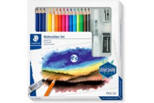 Staedtler Design Journey, Coffret aquarelle mixte pour beaux-arts, Inclus crayons aquarellables, gomme, pinceau a  reservoir d'e