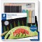 Staedtler Design Journey, Coffret coloriage sur papier noir pour beaux-arts, Inclus crayons de couleur super soft, feutres metal