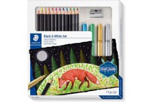 Staedtler Design Journey, Coffret coloriage sur papier noir pour beaux-arts, Inclus crayons de couleur super soft, feutres metal