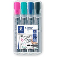 Staedtler Lumocolor Flipchart, Marqueurs pour tableau papier, Pointe moyenne de 2 mm, etui chevalet avec 4 couleurs a