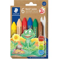 Staedtler Noris Junior, Crayons a la cire gros module, Specialement concus pour les enfants, etui carton recycle ave